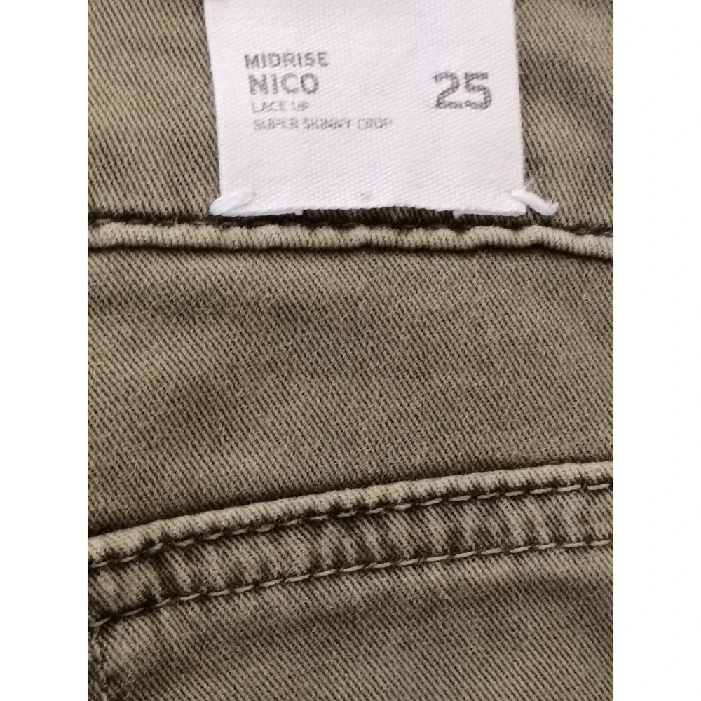 HUDSON NWT Nico Super Skinny Lace Up Crop Jeans‎ Olive Green 25x26 NWOT $245